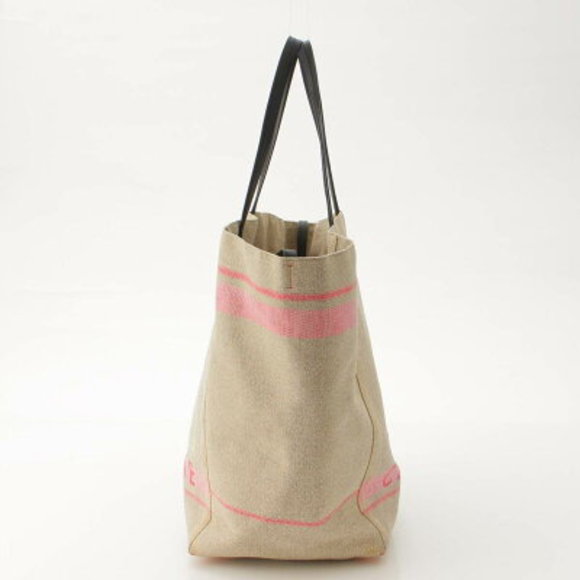 Celine Hippo Phantom Large Linen Canvas Tote Bag Beige x Pink - Picture 3 of 10